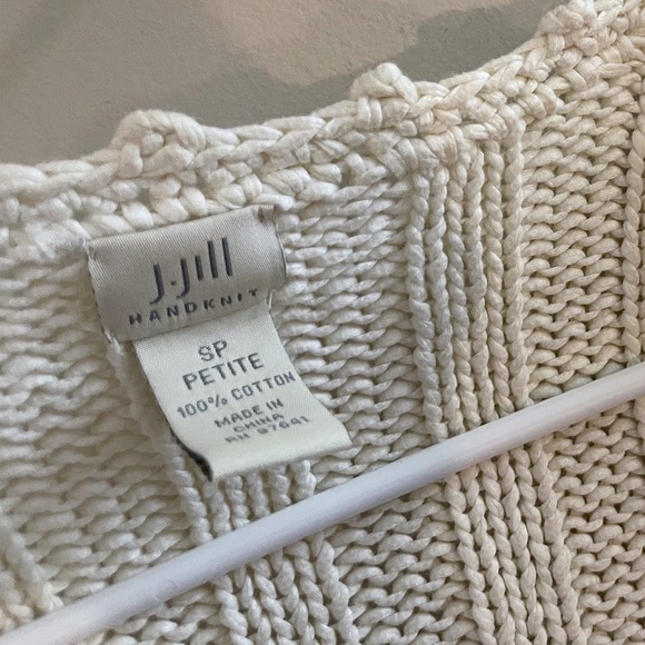 J. Jill 90s Cream Open-Knit Cardigan Cottagecore Handknit Coastalgrandma - Picture 3 of 8